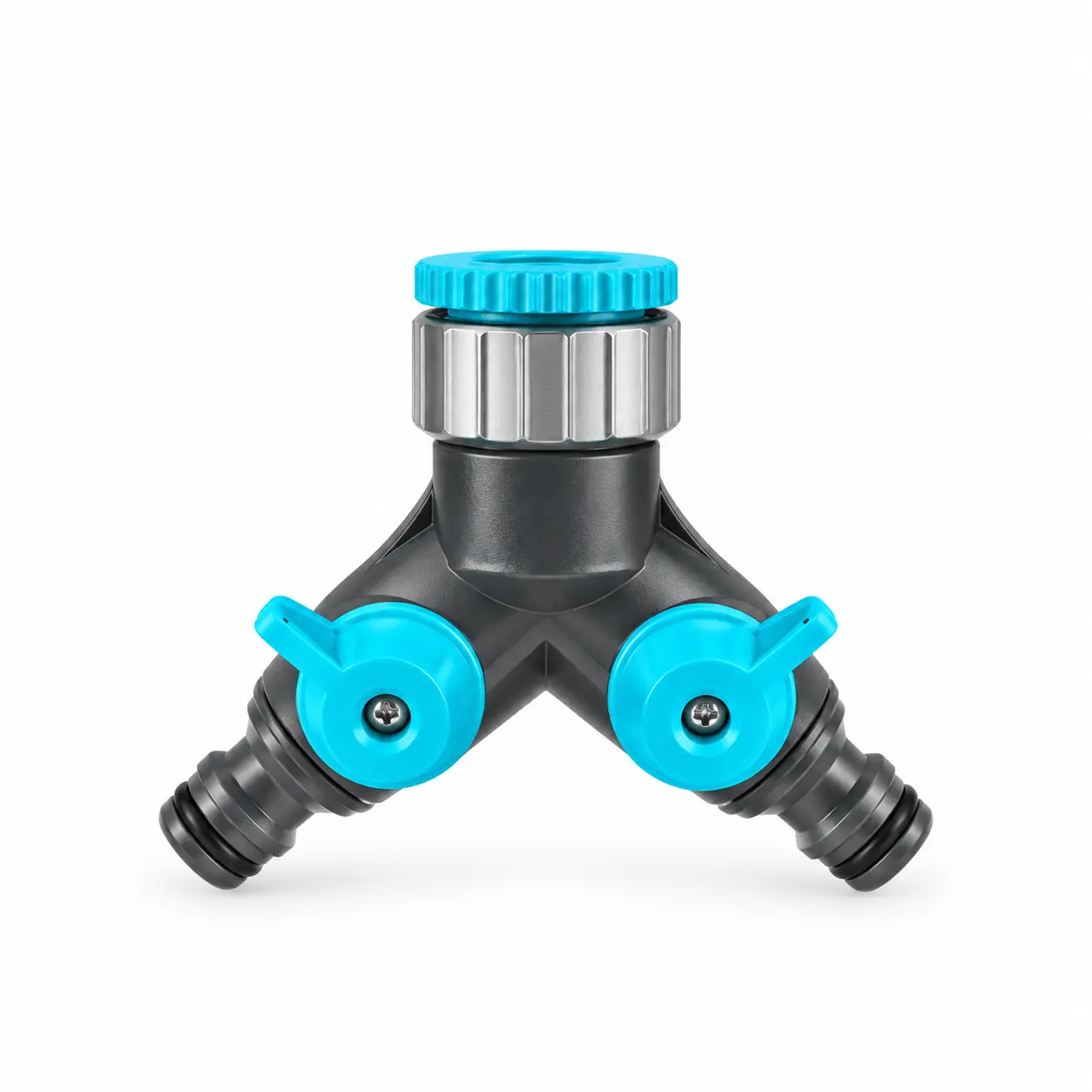 Dual Tap Connector with Shut-Off Valves & Aluminum Cap
