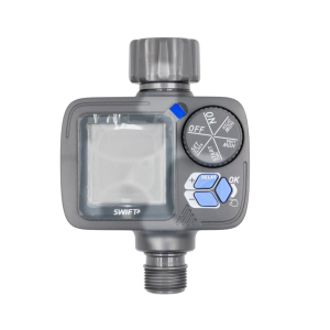 automatic water timer installed on garden hose